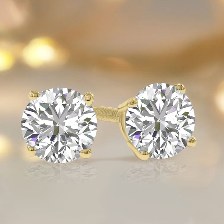 Lab Grown 1.25 Carat Total Weight Diamond Solitaire Earrings In 14K Yellow Gold