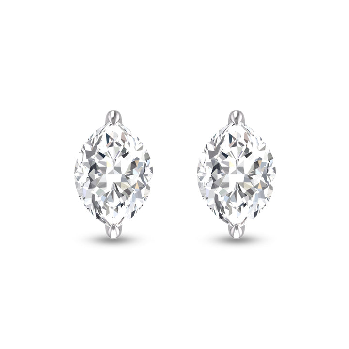 Lab Grown 1/2 Carat Marquise Solitaire Diamond Earrings In 14K White Gold