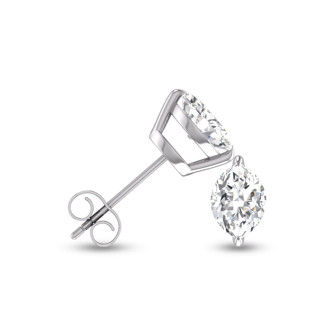 Lab Grown 1/2 Carat Marquise Solitaire Diamond Earrings In 14K White Gold