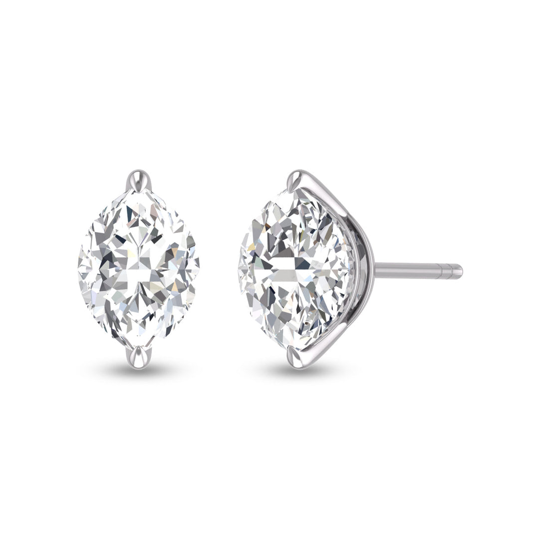 Lab Grown 1/2 Carat Marquise Solitaire Diamond Earrings In 14K White Gold