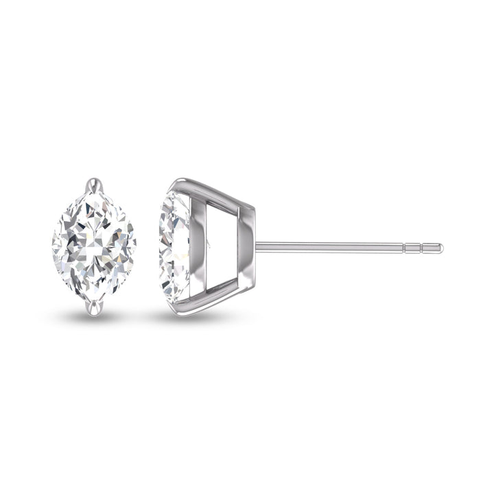 Lab Grown 1/2 Carat Marquise Solitaire Diamond Earrings In 14K White Gold