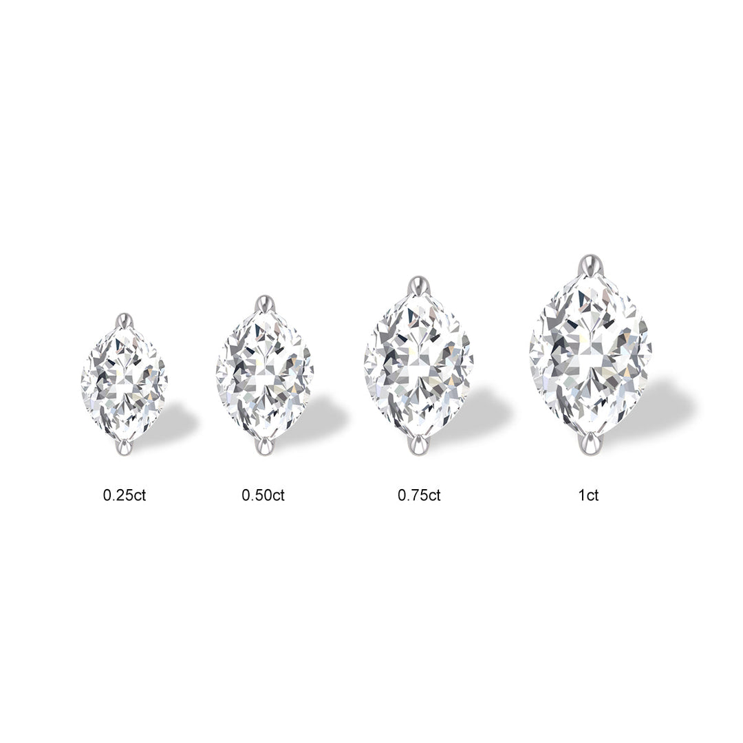 Lab Grown 1/2 Carat Marquise Solitaire Diamond Earrings In 14K White Gold