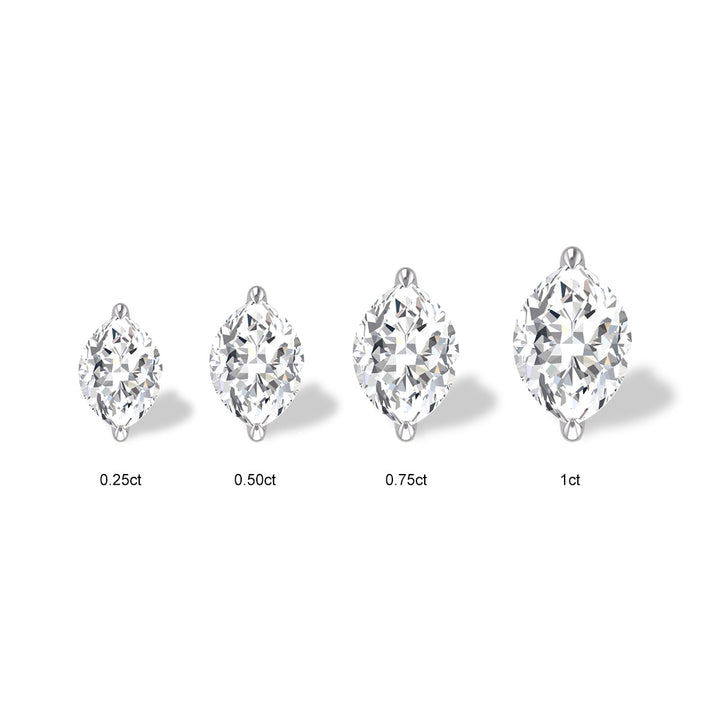 Lab Grown 1/2 Carat Marquise Solitaire Diamond Earrings In 14K White Gold