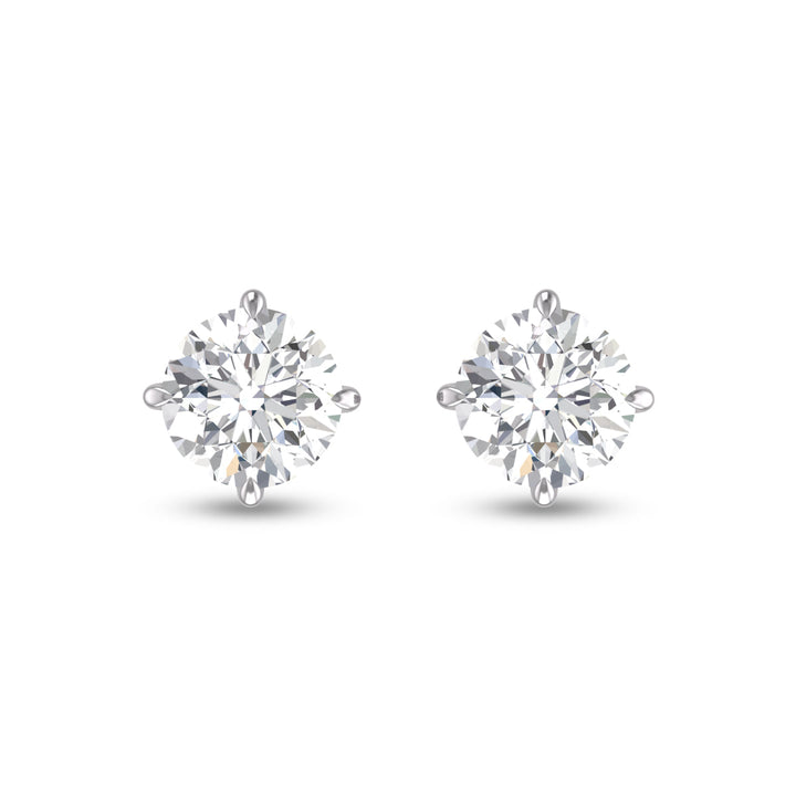 Lab Grown 1/2 Carat Round Solitaire Diamond Earrings In 14K White Gold