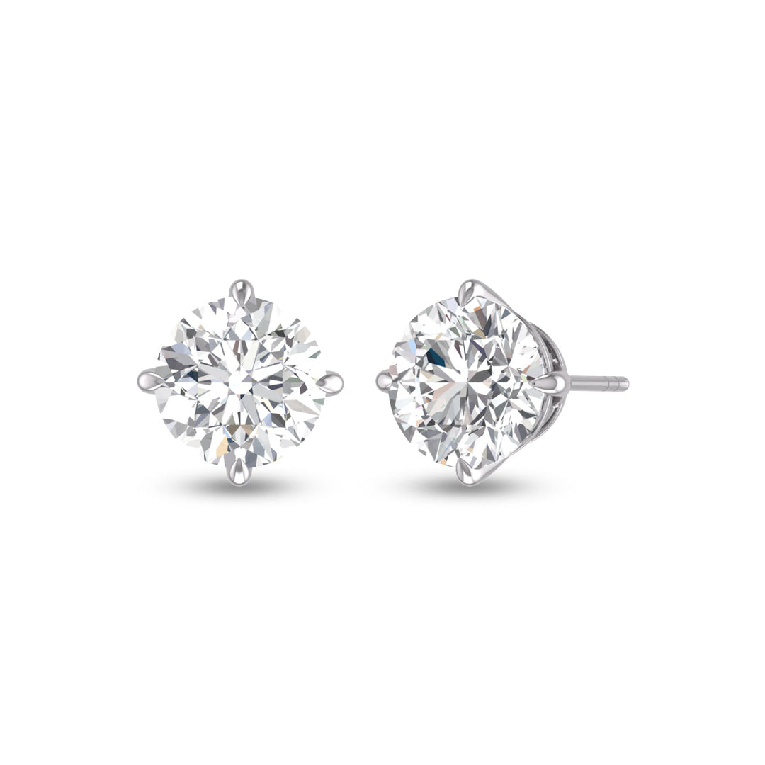 Lab Grown 1/2 Carat Round Solitaire Diamond Earrings In 14K White Gold