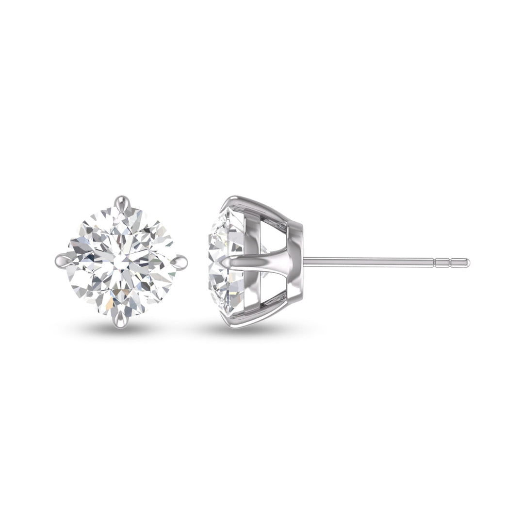 Lab Grown 1/2 Carat Round Solitaire Diamond Earrings In 14K White Gold