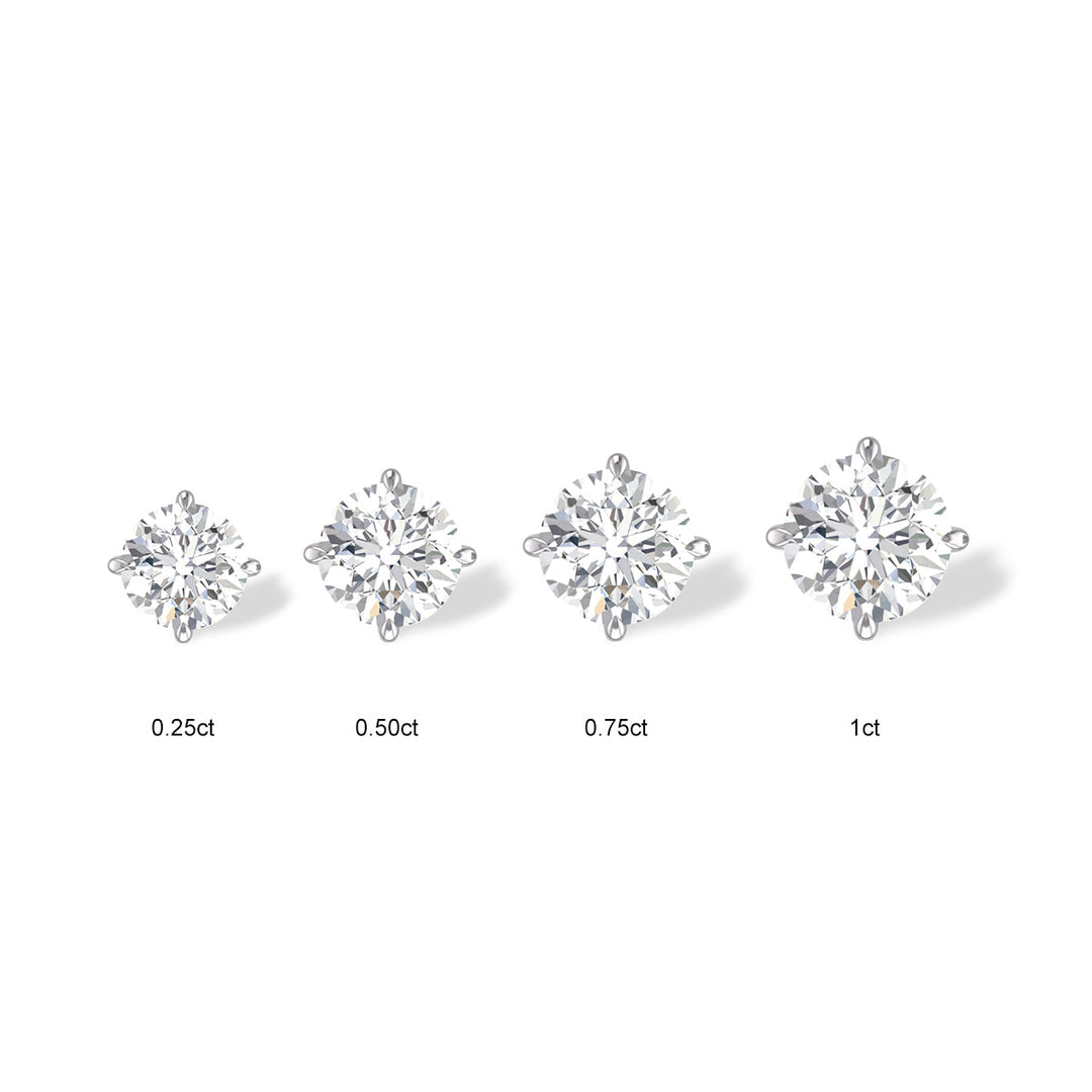 Lab Grown 1/2 Carat Round Solitaire Diamond Earrings In 14K White Gold