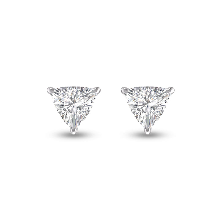 Lab Grown 1/2 Carat Trillion Shaped Solitaire Diamond Earrings In 14K White Gold