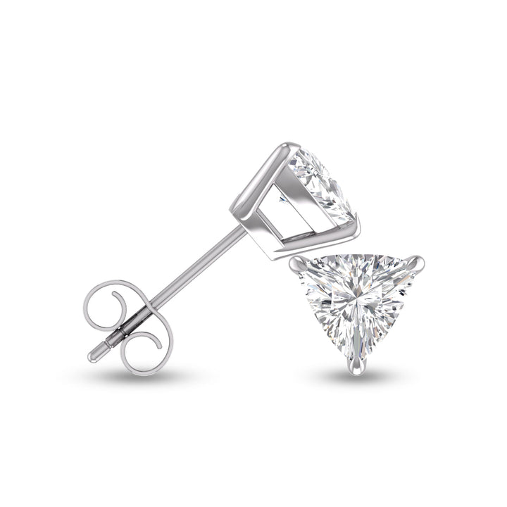 Lab Grown 1/2 Carat Trillion Shaped Solitaire Diamond Earrings In 14K White Gold