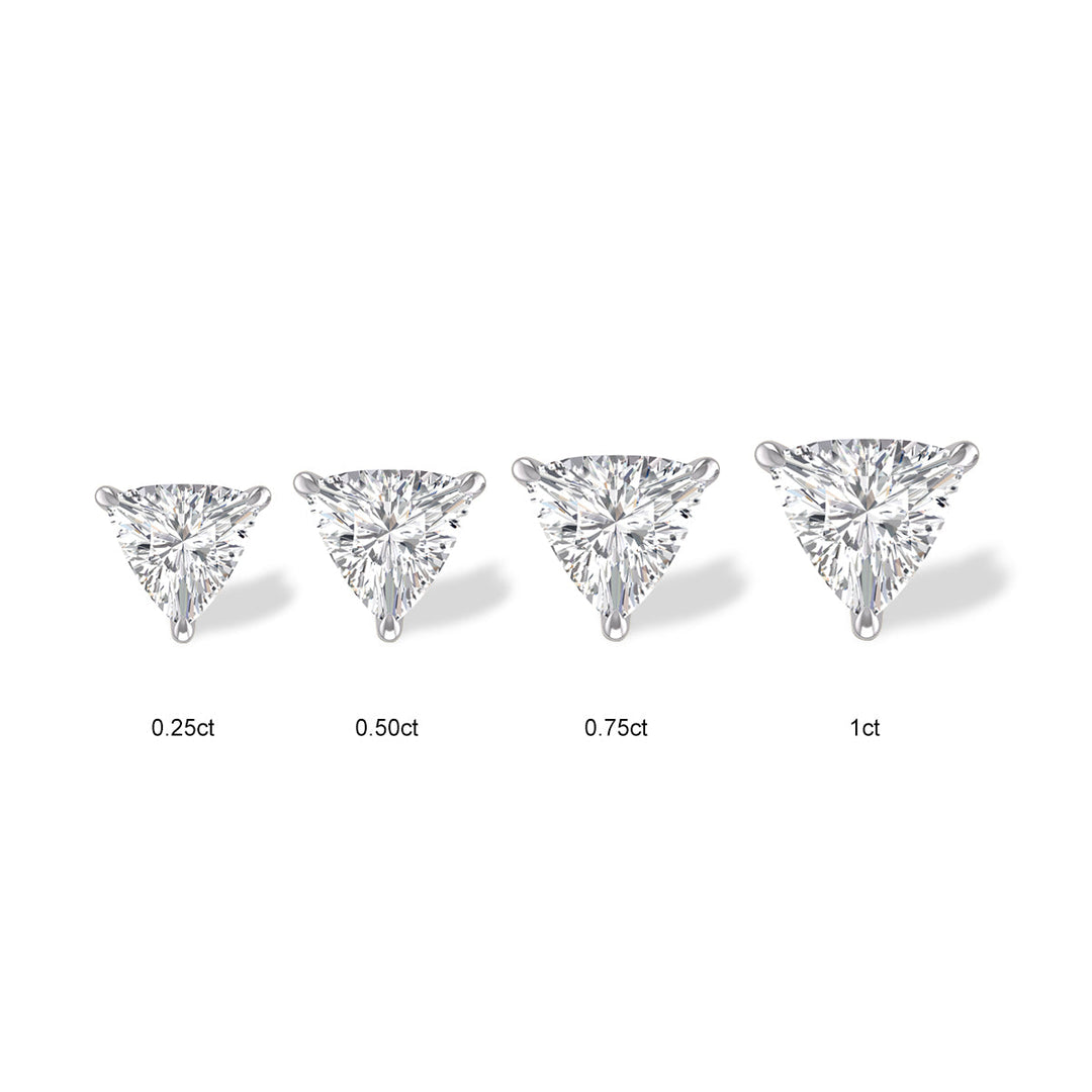 Lab Grown 1/2 Carat Trillion Shaped Solitaire Diamond Earrings In 14K White Gold