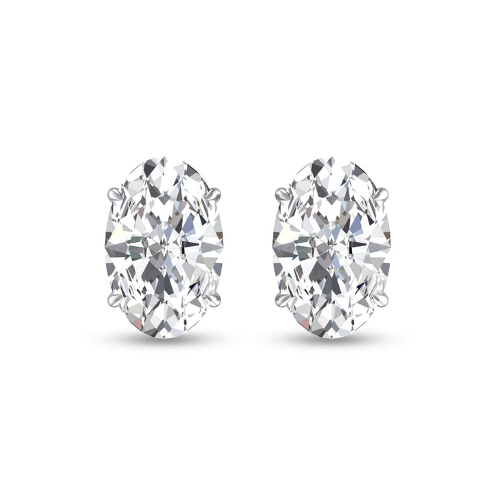 Lab Grown 1/4 Carat Oval Solitaire Diamond Earrings In 14K White Gold