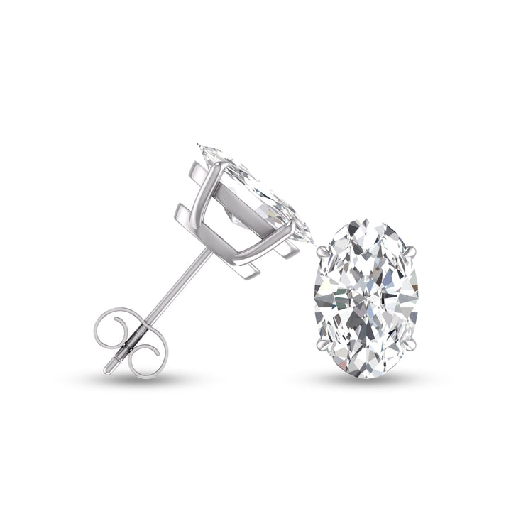 Lab Grown 1/4 Carat Oval Solitaire Diamond Earrings In 14K White Gold