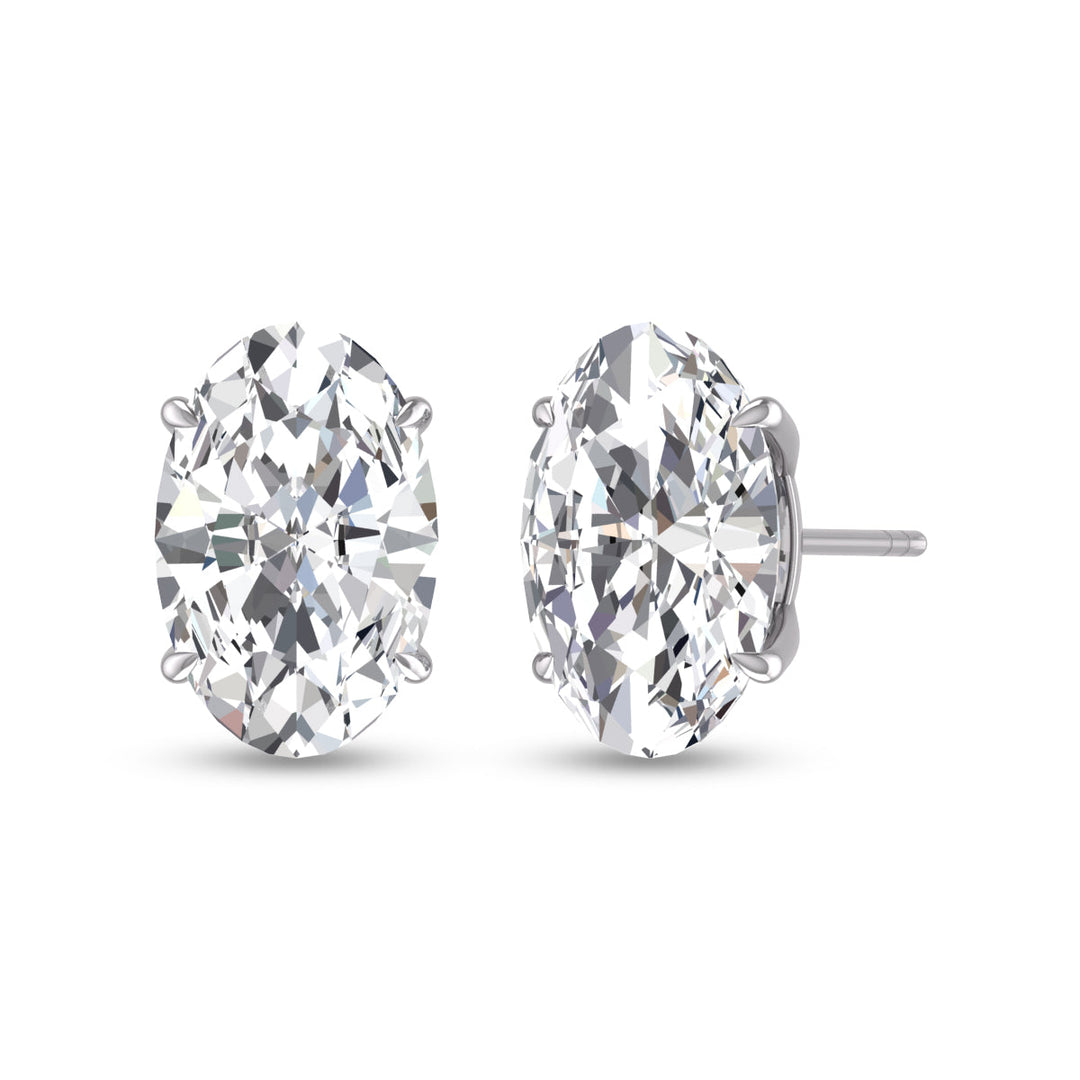 Lab Grown 1/4 Carat Oval Solitaire Diamond Earrings In 14K White Gold