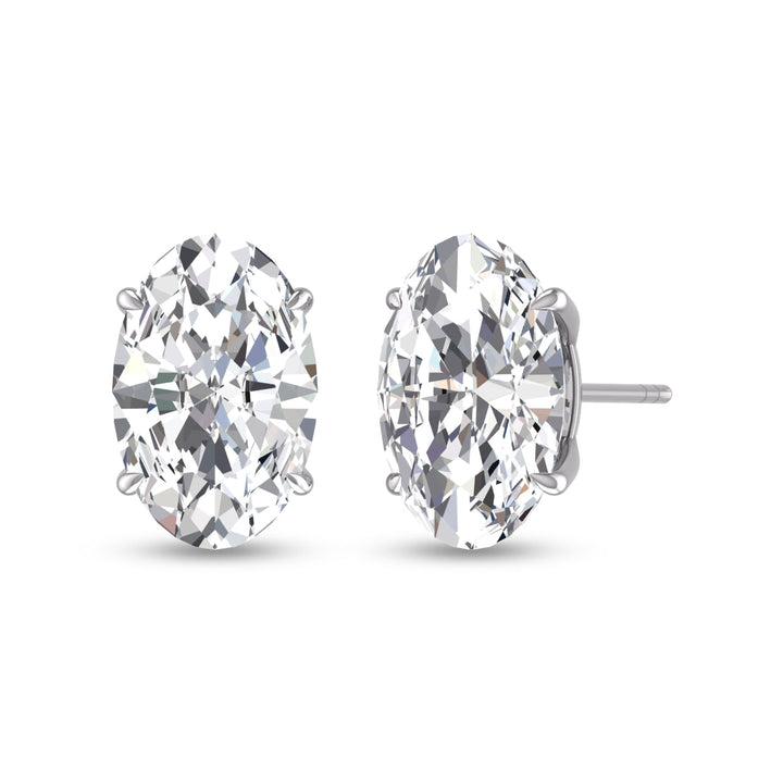 Lab Grown 1/4 Carat Oval Solitaire Diamond Earrings In 14K White Gold