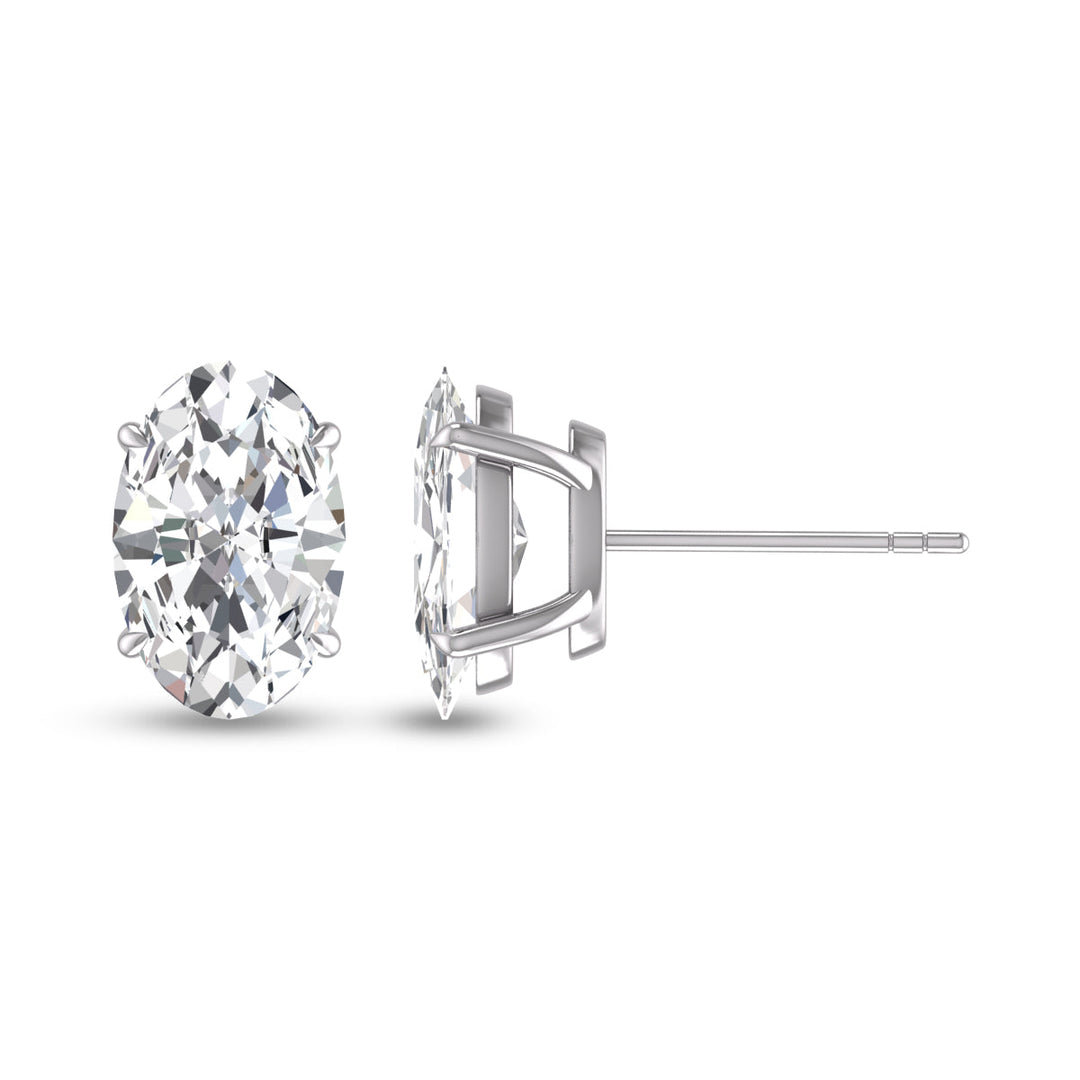 Lab Grown 1/4 Carat Oval Solitaire Diamond Earrings In 14K White Gold