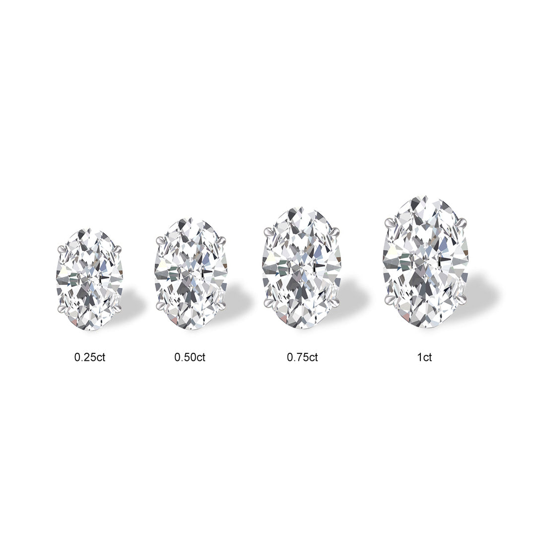 Lab Grown 1/4 Carat Oval Solitaire Diamond Earrings In 14K White Gold