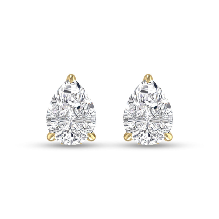 Lab Grown 1/4 Carat Pear Shaped Solitaire Diamond Earrings In 14K Yellow Gold