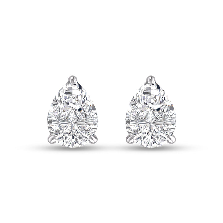 Lab Grown 3/4 Carat Pear Shaped Solitaire Diamond Earrings In 14K White Gold