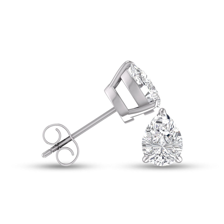 Lab Grown 3/4 Carat Pear Shaped Solitaire Diamond Earrings In 14K White Gold