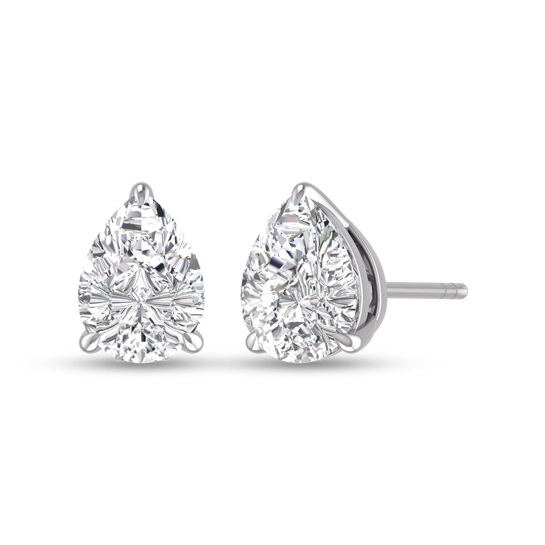 Lab Grown 3/4 Carat Pear Shaped Solitaire Diamond Earrings In 14K White Gold