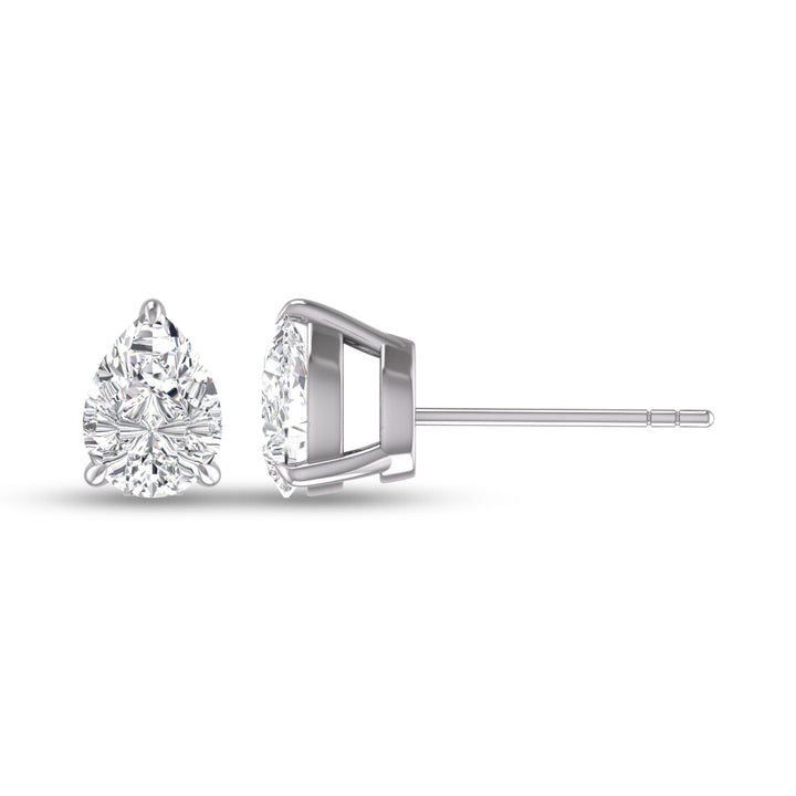 Lab Grown 3/4 Carat Pear Shaped Solitaire Diamond Earrings In 14K White Gold