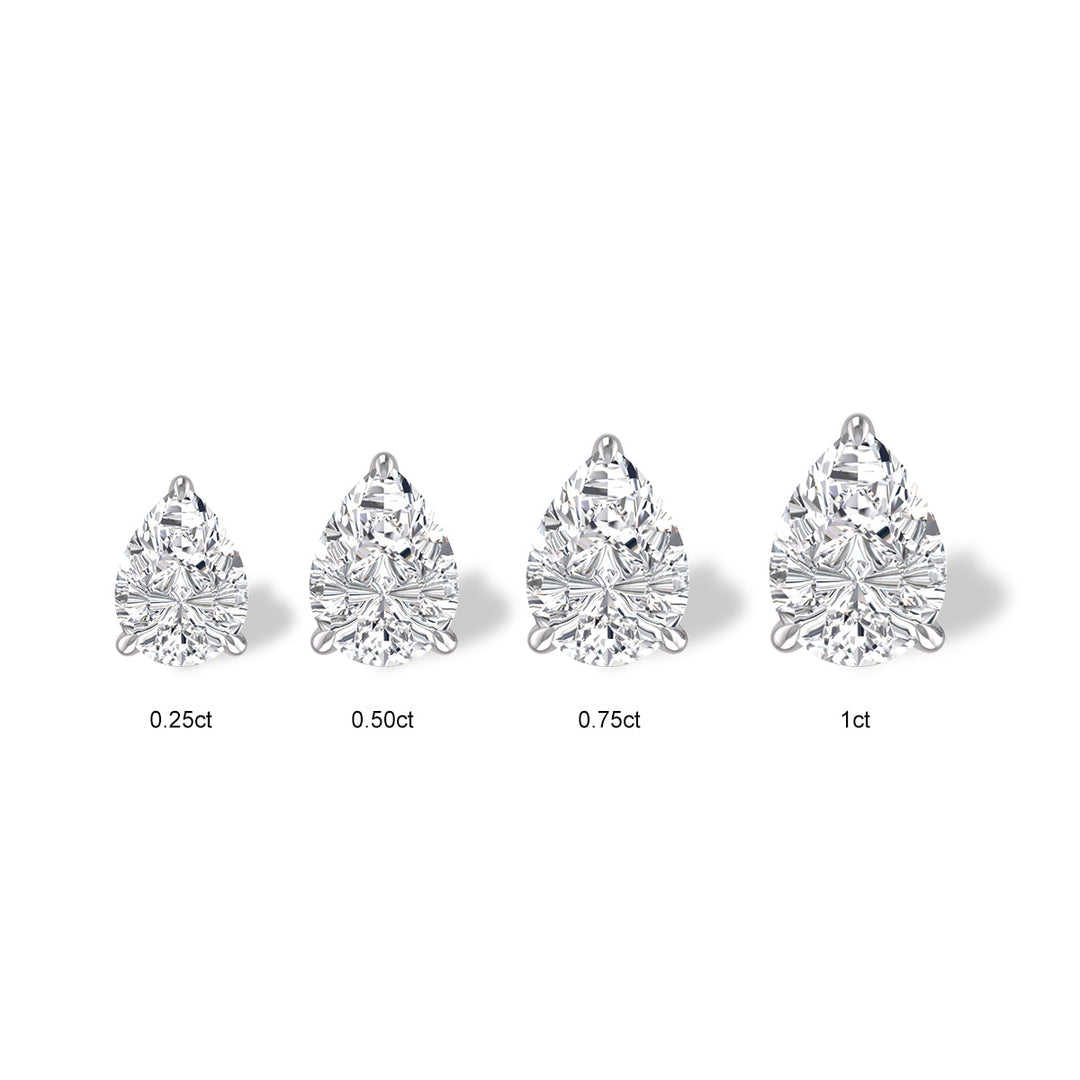 Lab Grown 3/4 Carat Pear Shaped Solitaire Diamond Earrings In 14K White Gold