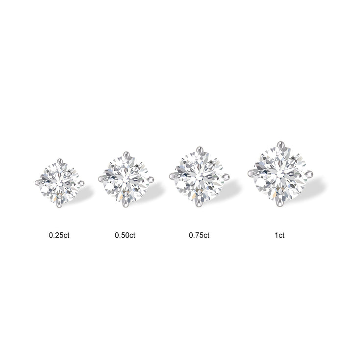 Lab Grown 3/4 Carat Round Solitaire Diamond Earrings In 14K White Gold