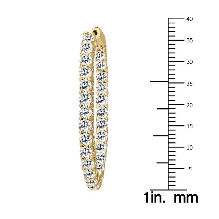 5 Carat Tw Oval Diamond Hoop Earrings With Push Button Locks In 14K Yellow Gold