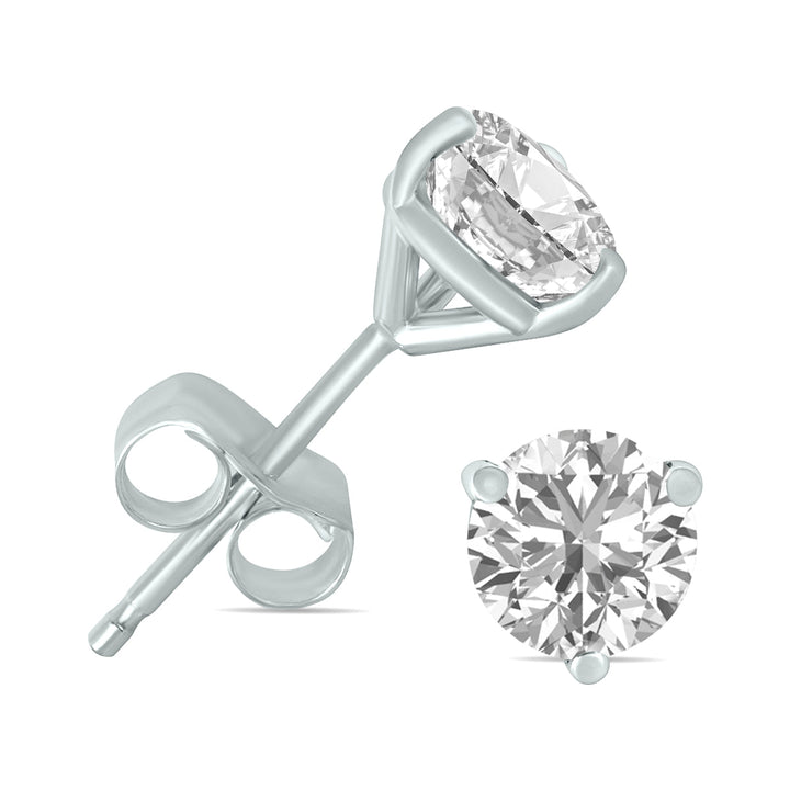 1.50 Carat Tw Lab Grown Diamond Martini Set Round Earrings In 14K White Gold