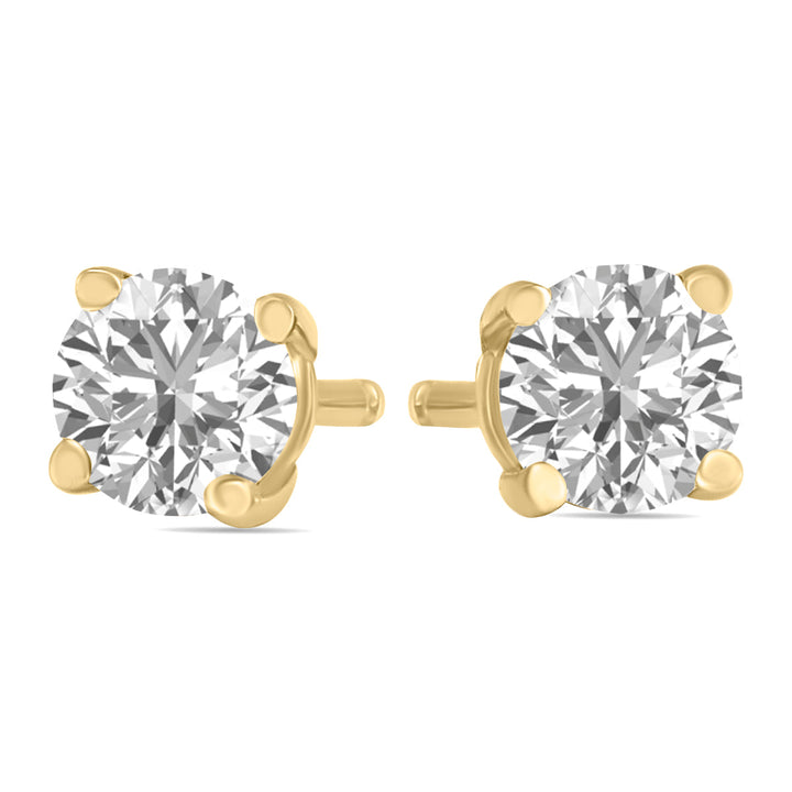 1/2 Carat Tw Lab Grown Diamond Round Solitaire Stud Earrings In 14K Yellow Gold