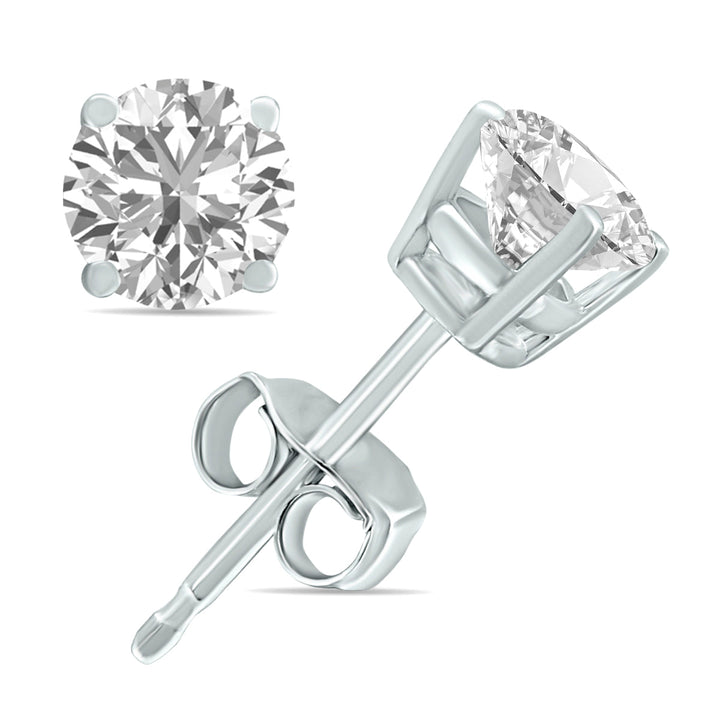 3/4 Carat Tw Lab Grown Diamond Round Solitaire Stud Earrings In 14K White Gold