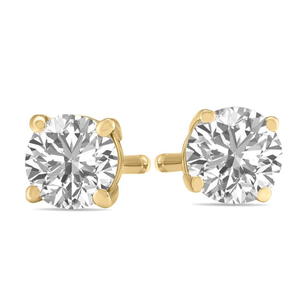 3/4 Carat Tw Lab Grown Diamond Round Solitaire Stud Earrings In 14K Yellow Gold