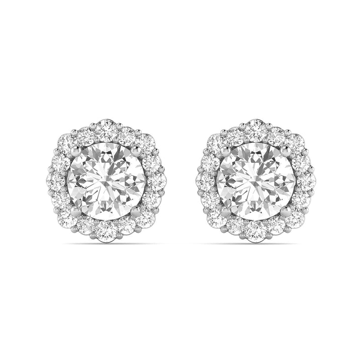 1 1/5 Carat Tw Floral Halo Diamond Stud Earrings 14K White Gold