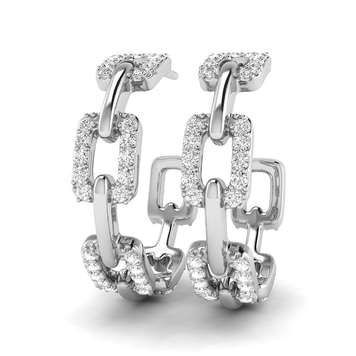 1 Carat Tw Diamond Links Hoop Earrings In 14K White Gold