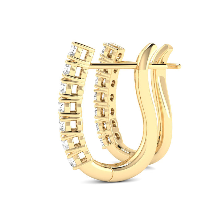 Almost 3/4 Carat Tw Omega Back Diamond Hoop Earrings In 14K Yellow Gold