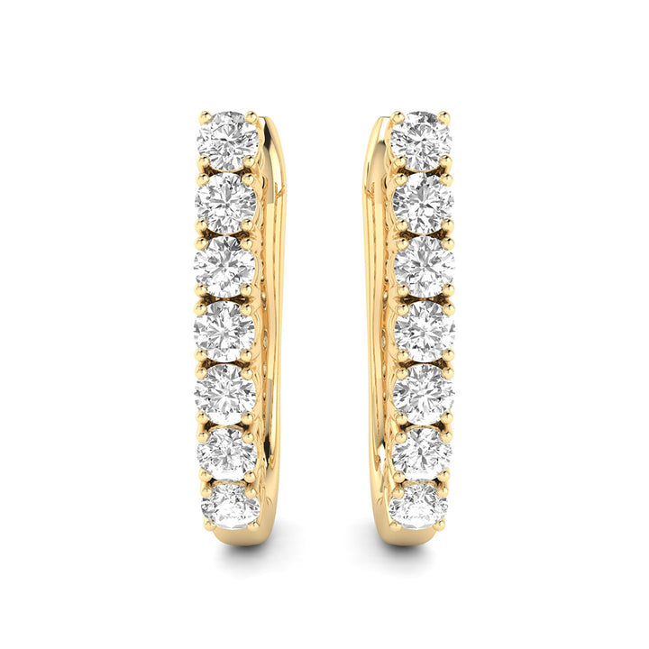 Almost 3/4 Carat Tw Omega Back Diamond Hoop Earrings In 14K Yellow Gold