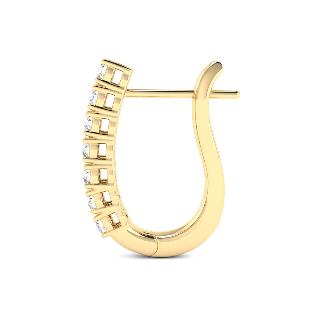 Almost 3/4 Carat Tw Omega Back Diamond Hoop Earrings In 14K Yellow Gold