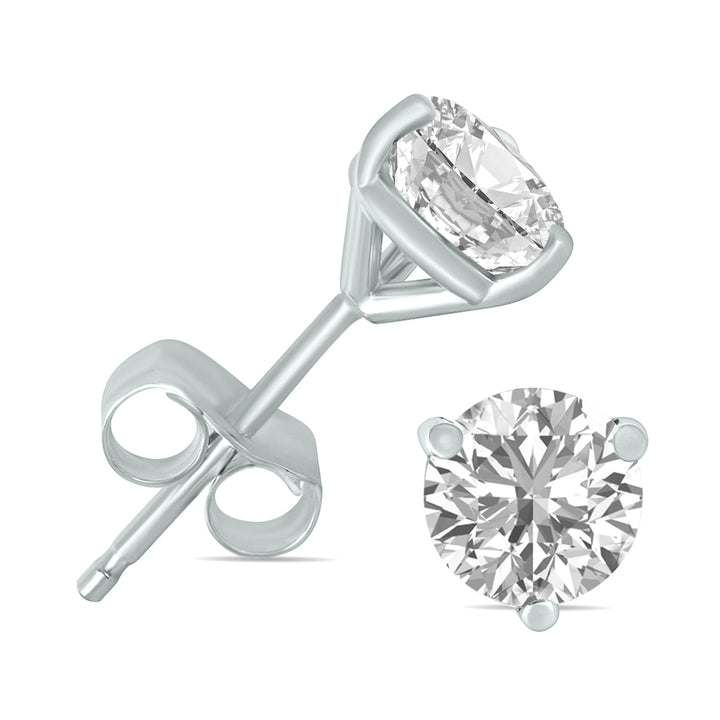 3 Carat Tw Lab Grown Diamond Martini Set Round Earrings In 14K White Gold