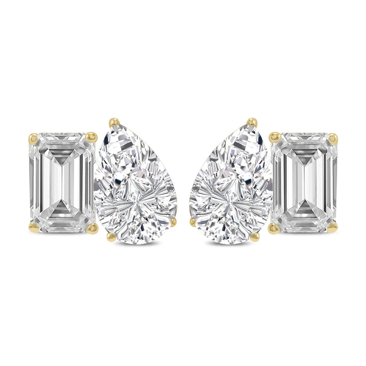 Dazzling 2-Carat Diamond And Emerald Earrings In 14K Yellow Gold