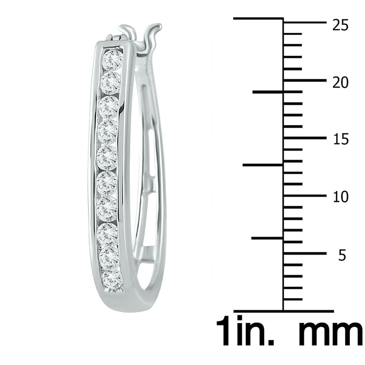 1 Carat Tw Diamond Hoop Earrings In 10K White Gold