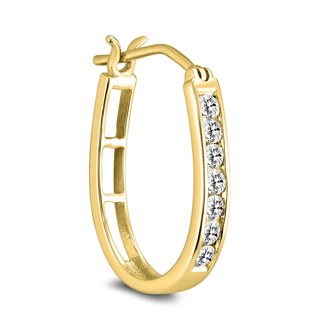 1/2 Carat Tw Diamond Hoop Earrings In 10K Yellow Gold