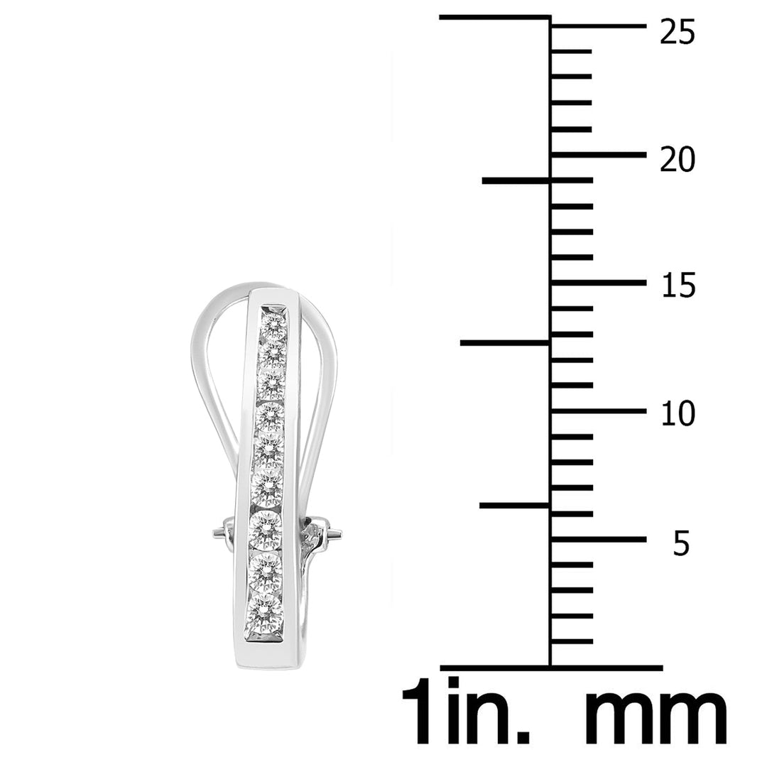 1/2 Carat Tw Channel-Set Diamond Omega Back Hoop Earrings In 14K White Gold (H-I Color, Si1-Si2 Clarity)