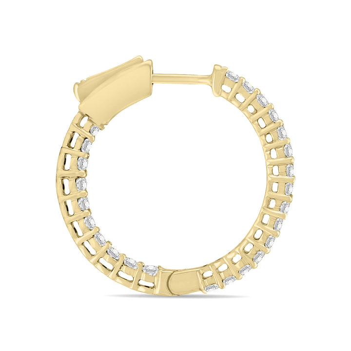 1 Carat Tw Round Lab Grown Diamond Hoop Earrings In 14K Yellow Gold