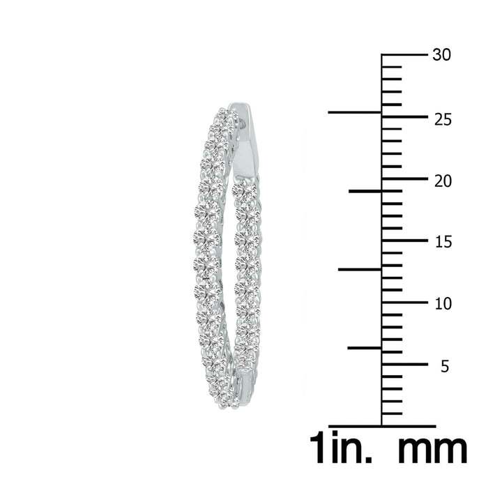 2 Carat Tw Round Lab Grown Diamond Hoop Earrings In 14K White Gold