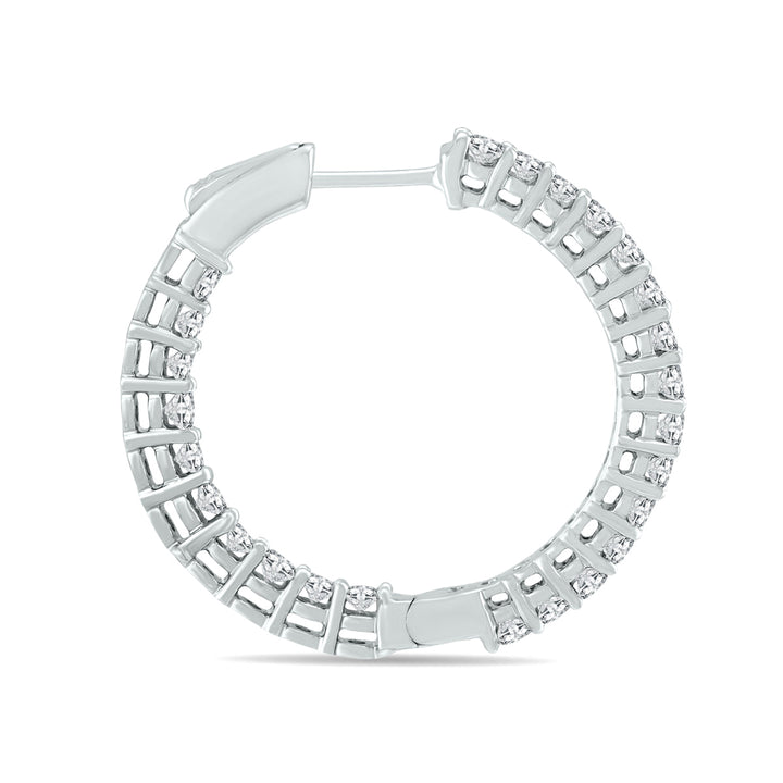 7 Carat Tw Round Lab Grown Diamond Hoop Earrings In 14K White Gold