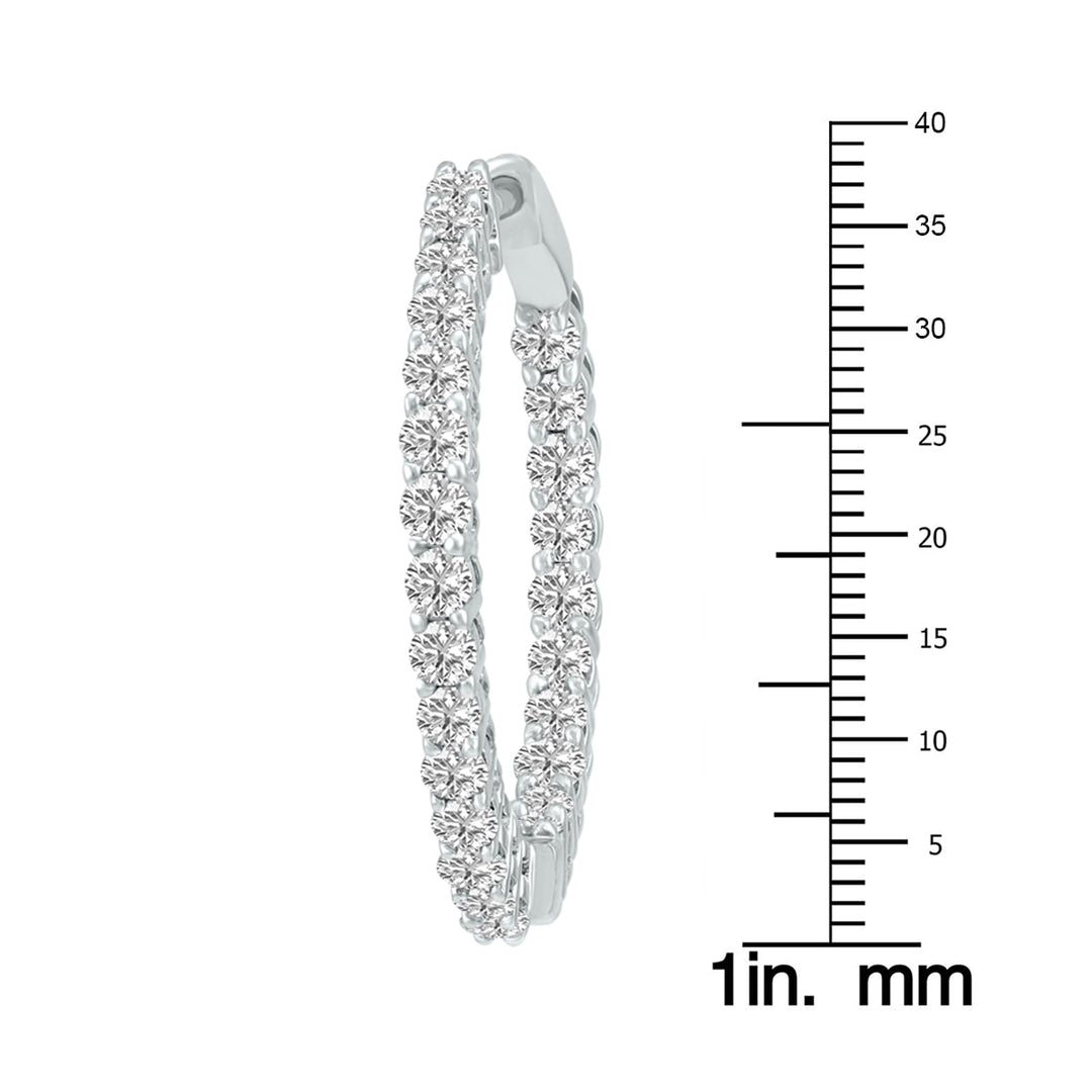 7 Carat Tw Round Lab Grown Diamond Hoop Earrings In 14K White Gold