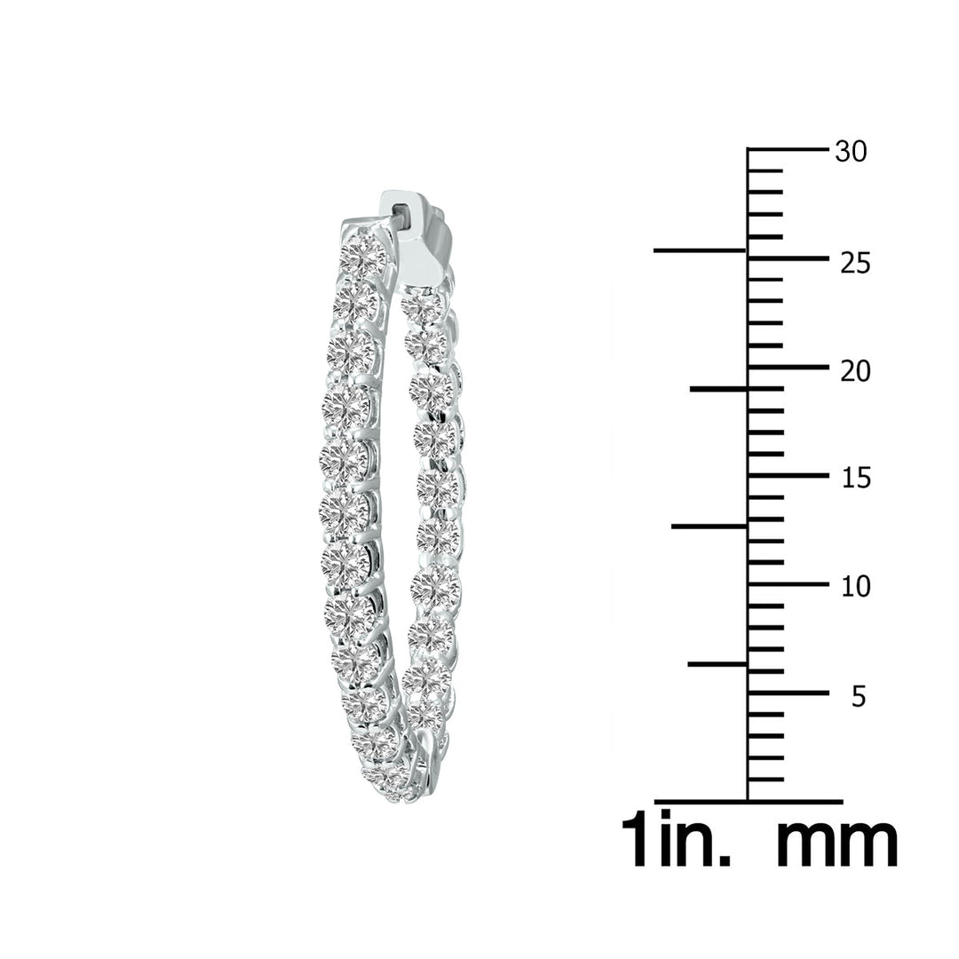 2 Carat Tw Oval Lab Grown Diamond Hoop Earrings In 14K White Gold