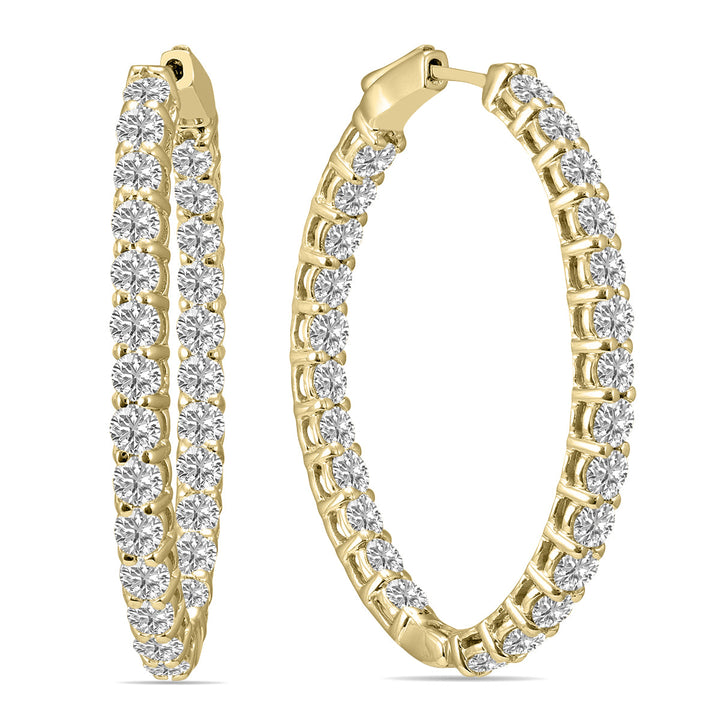 5 Carat Tw Oval Lab Grown Diamond Hoop Earrings In 14K Yellow Gold