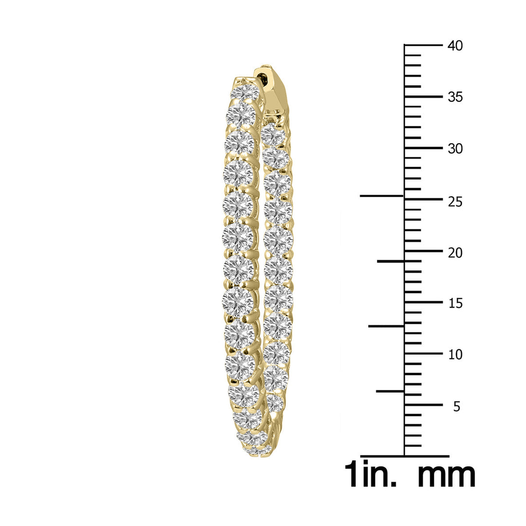 5 Carat Tw Oval Lab Grown Diamond Hoop Earrings In 14K Yellow Gold