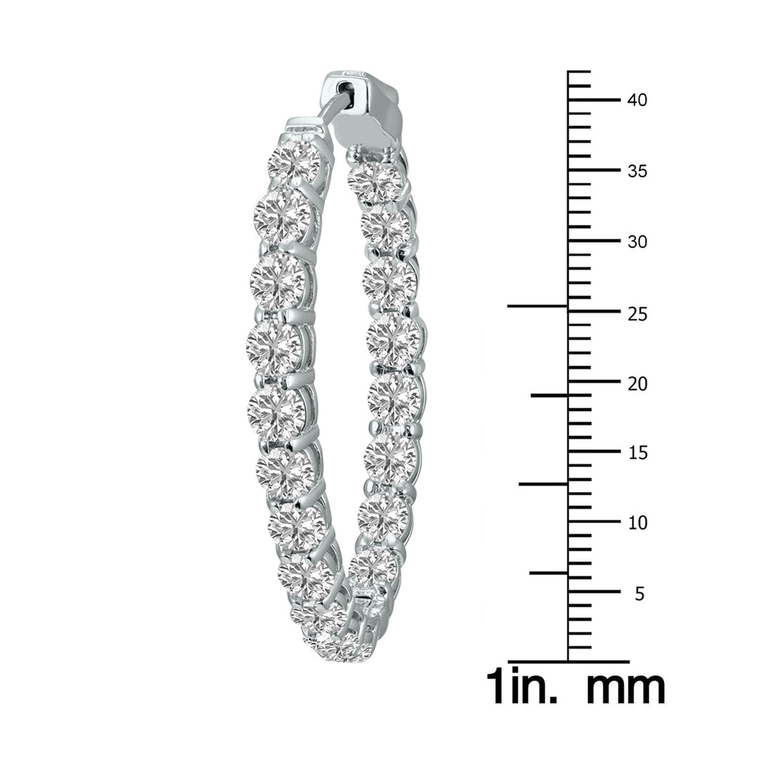 10 Carat Tw Oval Lab Grown Diamond Hoop Earrings In 14K White Gold